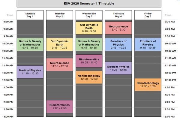 timetable. school timetable. transition into high school. year 7 timetable