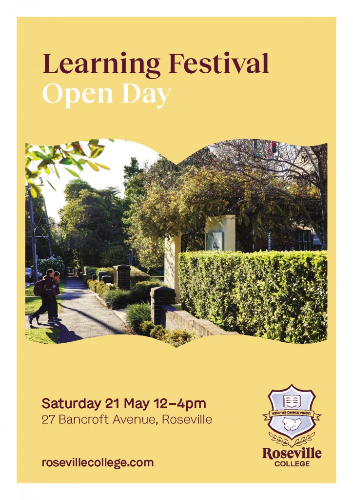 roseville college's learning festival. invitation to open day.