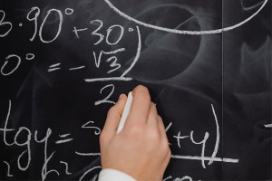 maths on blackboard. 'gifted and talented' program at school.