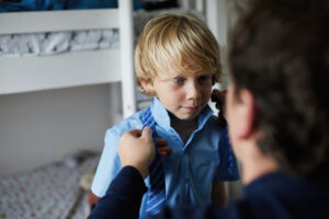 Family Getting Ready For School In The Morning